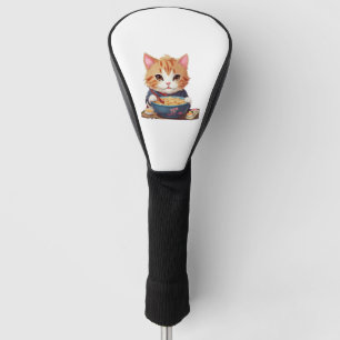 Japanese style cat eats ramen golf head cover