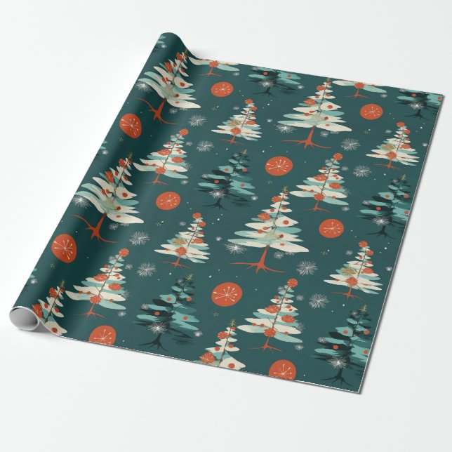 Japanese style Christmas tree and sloppy stroke Wrapping Paper (Unrolled)