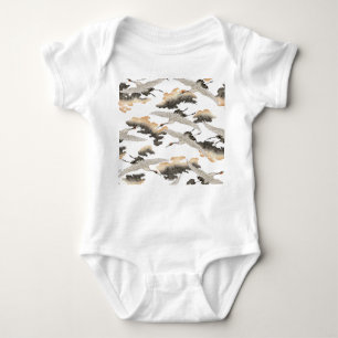 Japanese style crane: elegant design. baby bodysuit