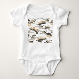 Japanese style crane: elegant design. baby bodysuit