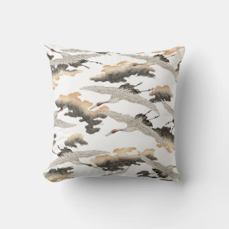 Japanese style crane: elegant design. cushion