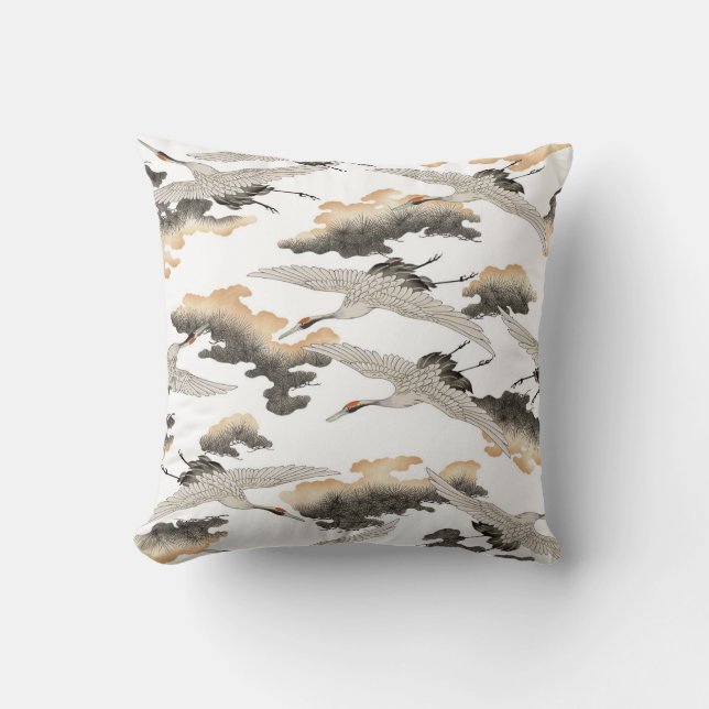Japanese style crane: elegant design. cushion (Front)