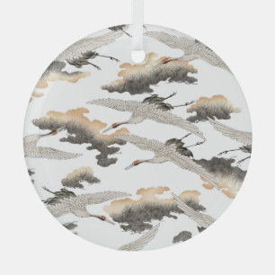 Japanese style crane: elegant design. glass tree decoration