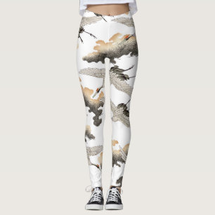 Japanese style crane: elegant design. leggings