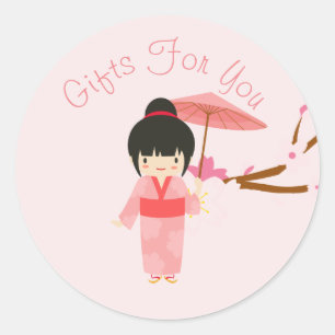 Japanese style design Gift business branding Classic Round Sticker