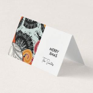 Japanese style Happy Xmas card with balls in red