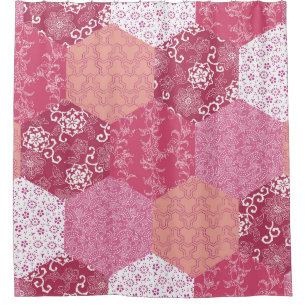 Japanese Style Patchwork Pattern Design Shower Curtain
