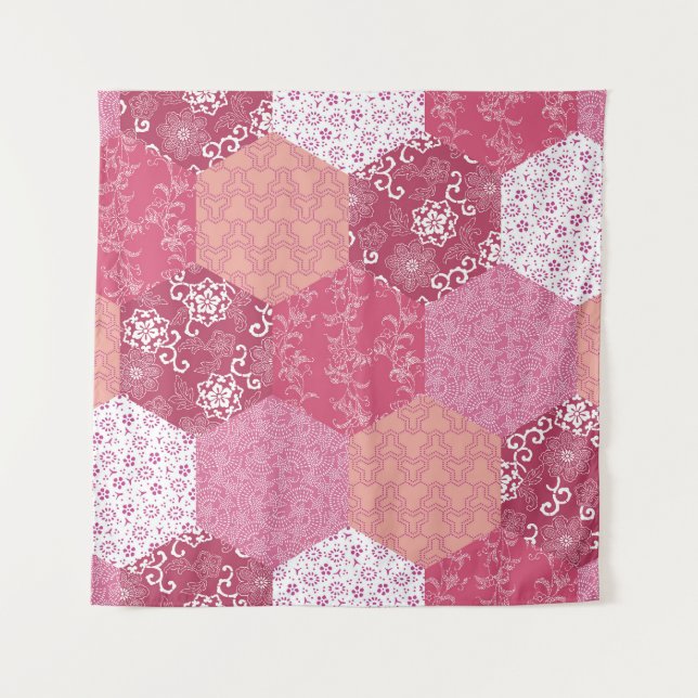 Japanese Style Patchwork Pattern Design Tapestry (Front)