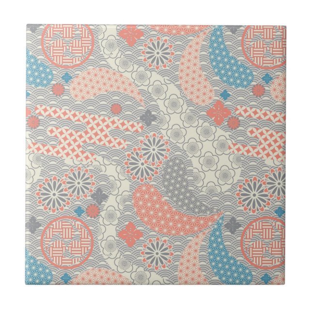 Japanese style pattern. Illustration. Ceramic Tile (Front)