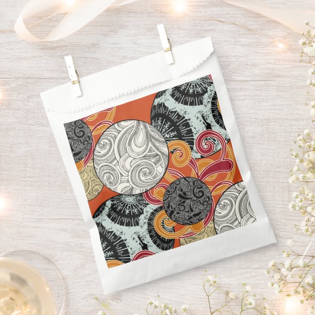 Japanese style pattern with balls and swirls favour bag (Clipped)