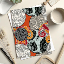 Japanese style postcard with balls and swirls