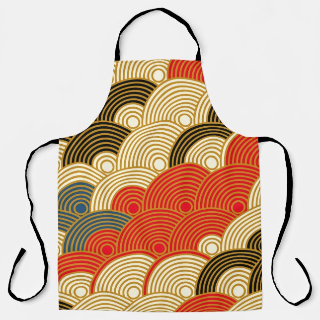 Japanese style scales waves seamless pattern in re apron (Front)