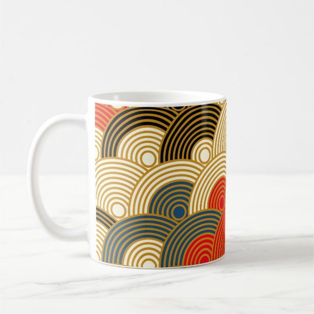 Japanese style scales waves seamless pattern in re coffee mug (Left)