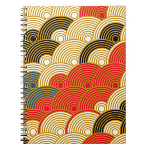 Japanese style scales waves seamless pattern in re notebook