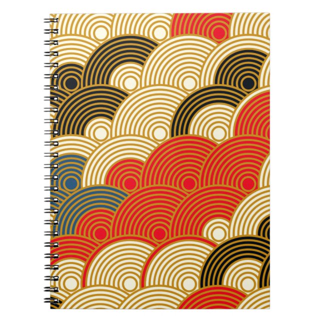 Japanese style scales waves seamless pattern in re notebook (Front)