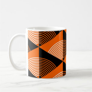 Japanese style seamless pattern with triangles and coffee mug