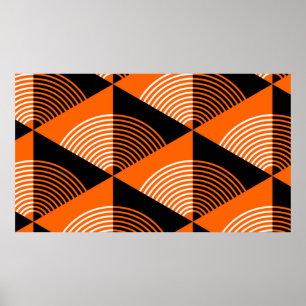 Japanese style seamless pattern with triangles and poster