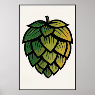 Japanese Style Stylised Hop Beer Poster