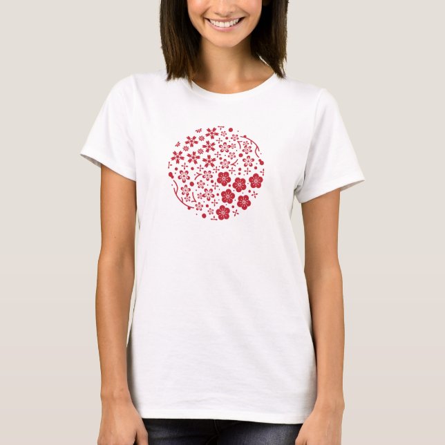 Japanese style t-shirt - Sakura, Ume and Hanamaru (Front)