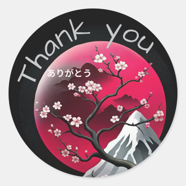 Japanese Style Thank you Classic Round Sticker (Front)