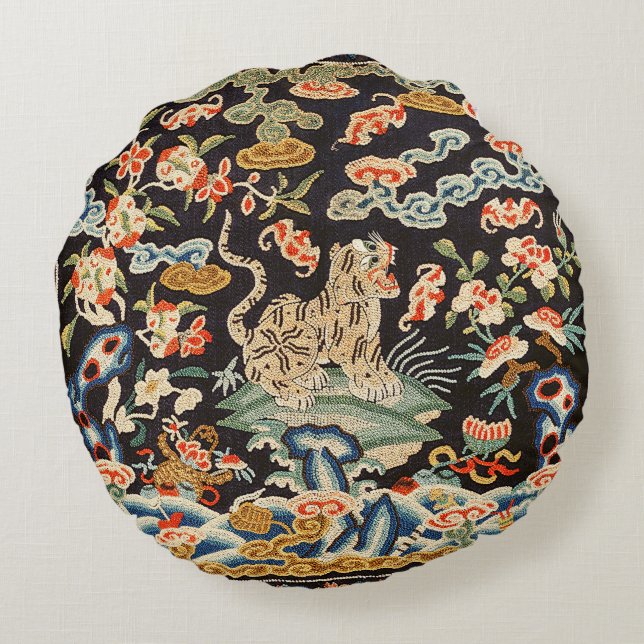 Japanese style tiger  pouf round cushion (Back)