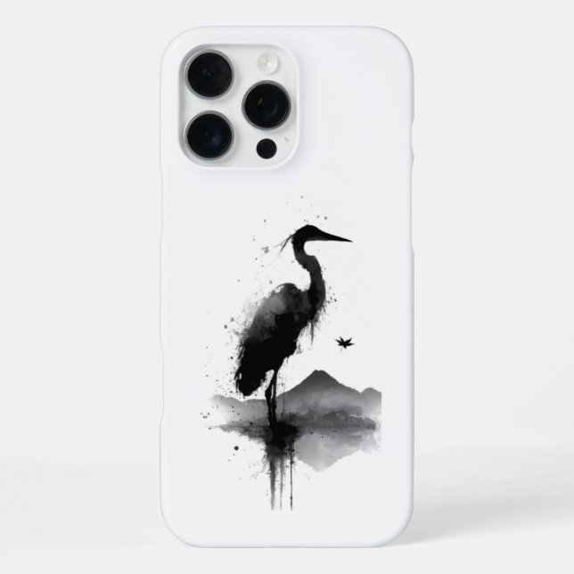 Japanese Sumi-e Crane Zen Phone Case (Back)