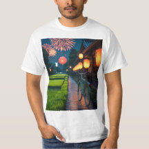 Japanese Summer Night Fireworks Festival T-Shirt 
