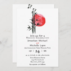 Japanese Sun and Bamboo All In One Wedding Invitation