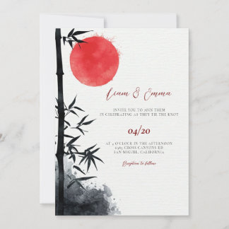 Japanese Sun Bamboo Wedding Invitation