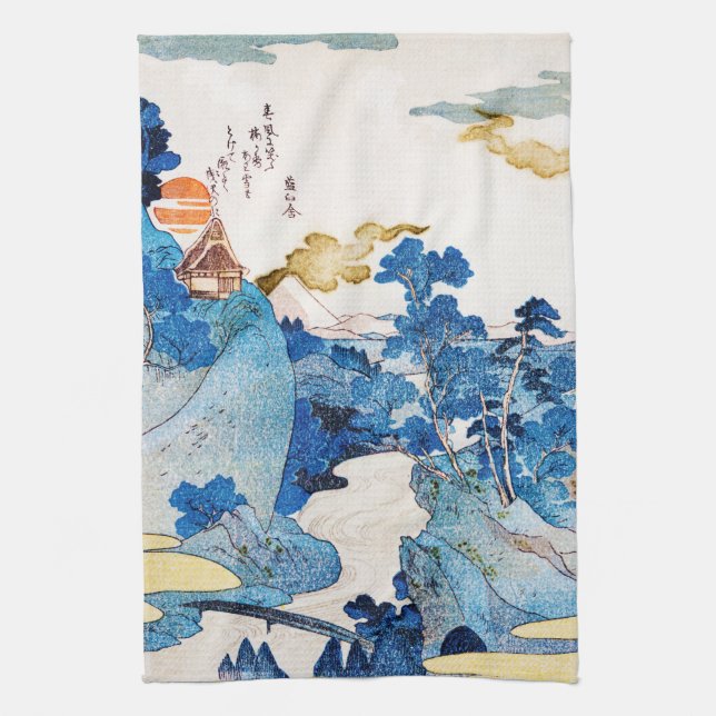 Japanese Sunrise Landscape, Kuniyoshi, Ukiyo-e Tea Towel (Vertical)