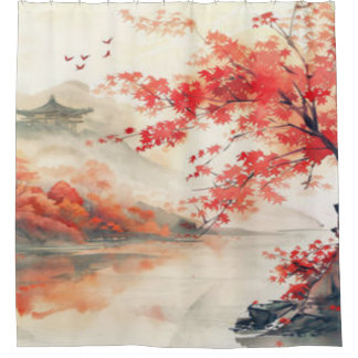 Japanese Sunrise Shower Curtain
