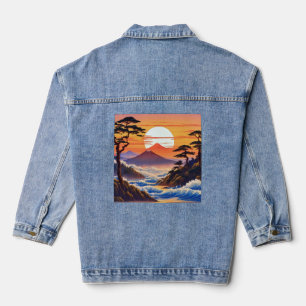 Japanese Sunrise Sunset Landscape Denim Jacket