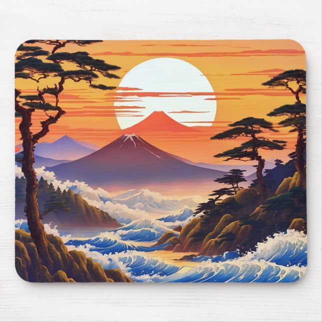 Japanese Sunrise Sunset Landscape Mouse Pad (Front)