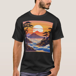 Japanese Sunrise Sunset Landscape T-Shirt