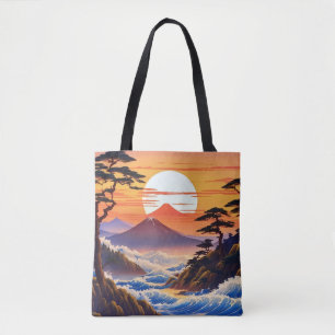 Japanese Sunrise Sunset Landscape Tote Bag