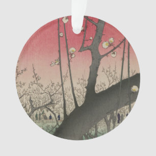 Japanese sunrise sunset plum estate trees ornament