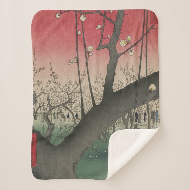 Japanese sunrise sunset plum estate trees sherpa blanket (Front)