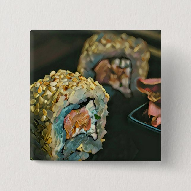 Japanese sushi 15 cm square badge (Front)