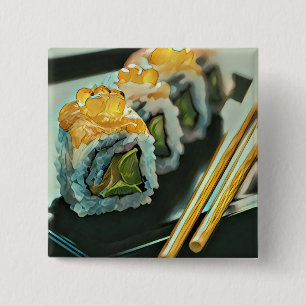 Japanese sushi 15 cm square badge