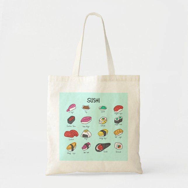 Japanese sushi collection on a your tote bag! bag (Front)