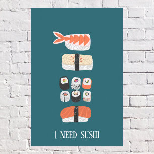Japanese Sushi Custom Text Poster