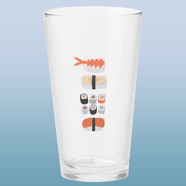 Japanese Sushi Nigiri Maki Roll Glass (Japanese sushi sashimi maki roll art glass tumbler)
