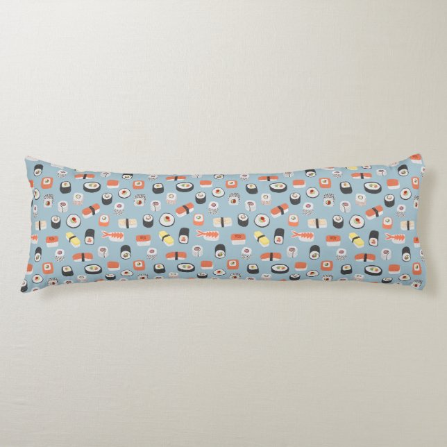 Japanese Sushi Nigiri Maki Roll Pattern Body Cushion (Front)