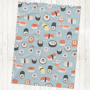 Japanese Sushi Nigiri Maki Roll Pattern Fleece Blanket