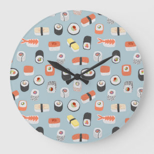Japanese Sushi Nigiri Maki Roll Pattern Large Clock