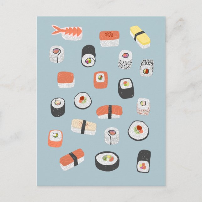 Japanese Sushi Nigiri Maki Roll Postcard
