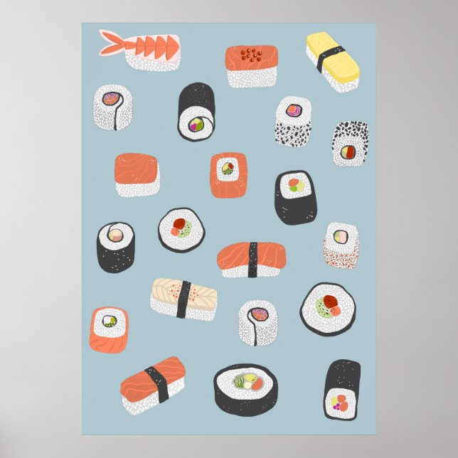 Japanese Sushi Nigiri Maki Roll Poster (Front)