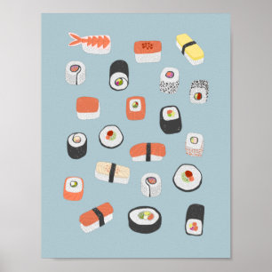 Japanese Sushi Nigiri Maki Roll Poster