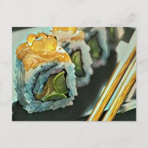 Japanese sushi postcard