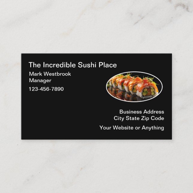 Japanese Sushi Restaurant Chef Theme Business Card (Front)
